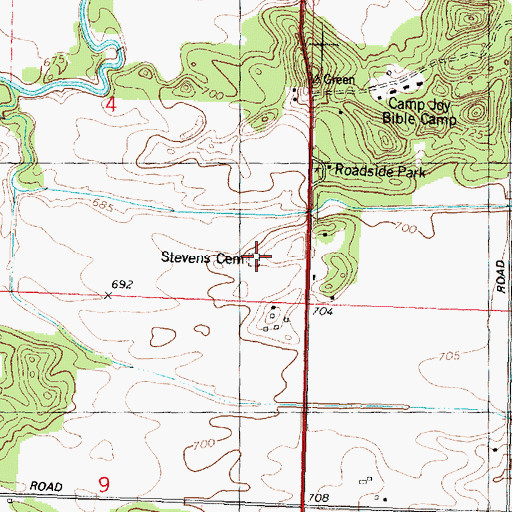 Topographic Map of Stevens Cemetery, IL
