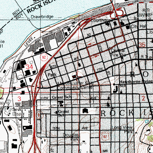 Topographic Map of Martin Luther King Community Center, IL