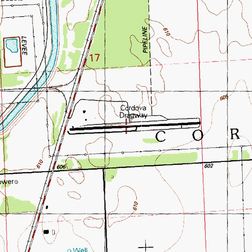 Topographic Map of Cordova Dragway, IL