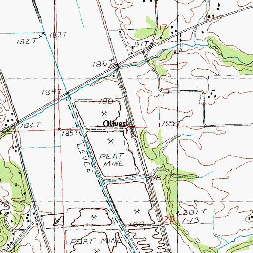 Topographic Map of Oliver, IL