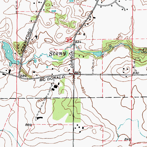 Topographic Map of Plato Corners, IL