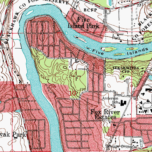 Topographic Map of Fox River Heights, IL