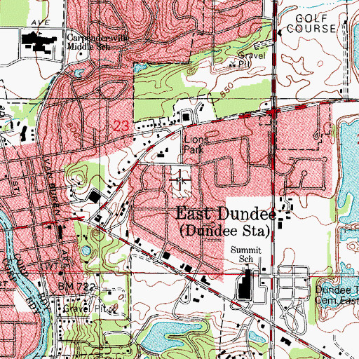 Topographic Map of Lions Park, IL