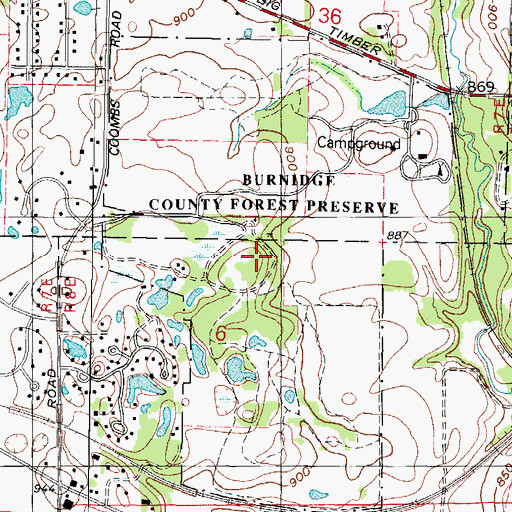 Topographic Map of Burnidge County Forest Preserve, IL