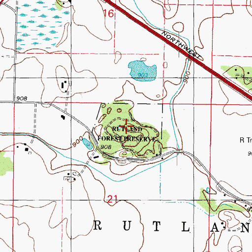 Topographic Map of Rutland Forest Preserve, IL