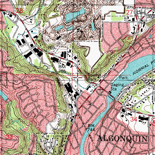 Topographic Map of Towne Park, IL