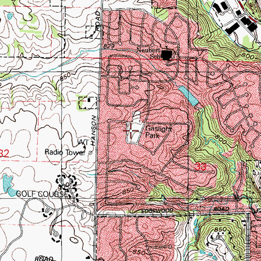 Topographic Map of Gaslight Park, IL