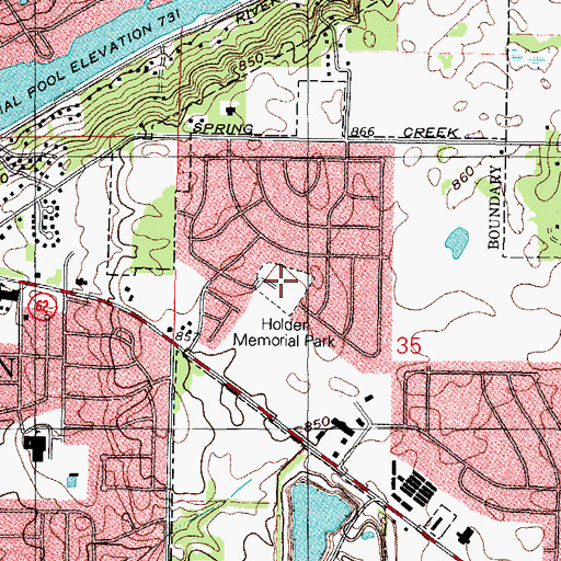 Topographic Map of Holder Memorial Park, IL