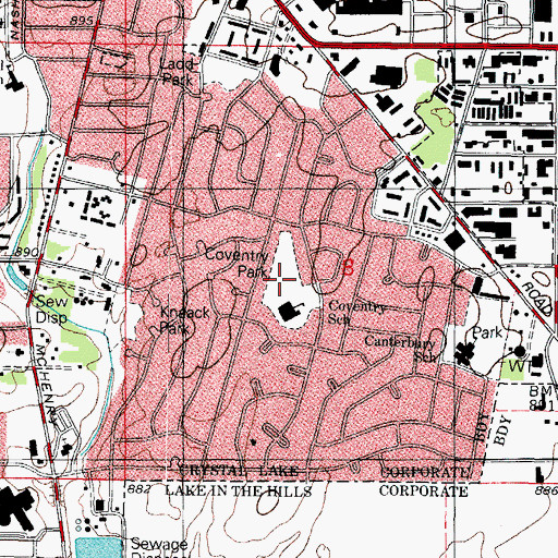 Topographic Map of Coventry Park, IL