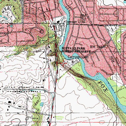Topographic Map of Buffalo Park Forest Preserve, IL