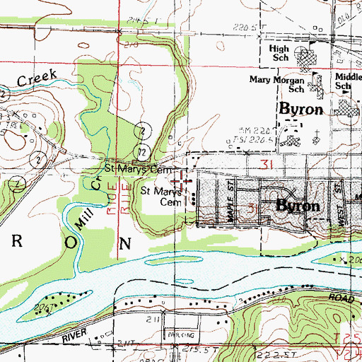 Topographic Map of Saint Mary's Cemetery, IL