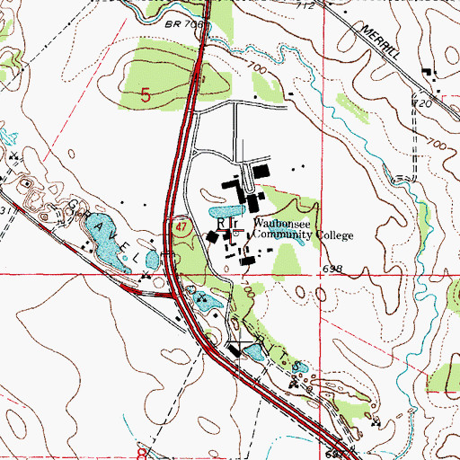 Topographic Map of Waubonsee Community College, IL