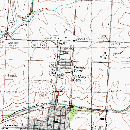 Topographic Map of Fairmount Cemetery, IL