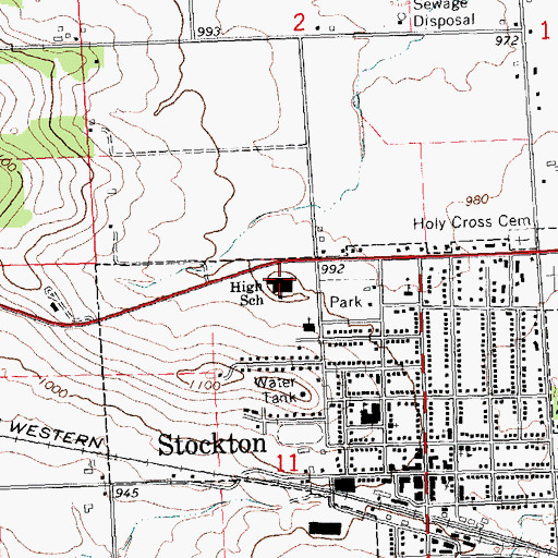 Topographic Map of Stockton High School, IL