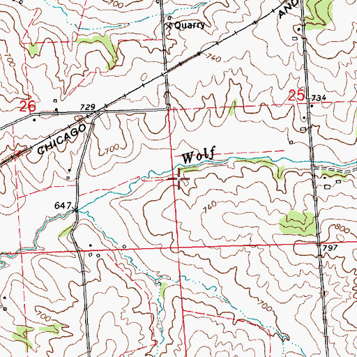 Topographic Map of Skene Mine (historical), IL