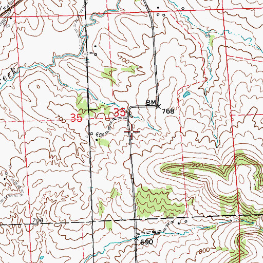 Topographic Map of Burton School (historical), IL