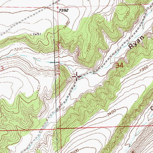 Topographic Map of Dry Ryan Gulch, CO
