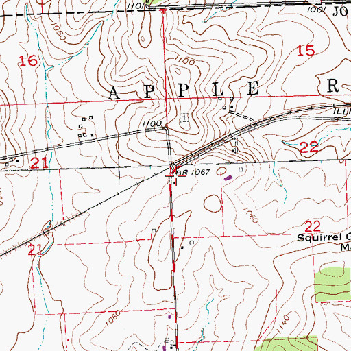Topographic Map of Mount Hope School (historical), IL