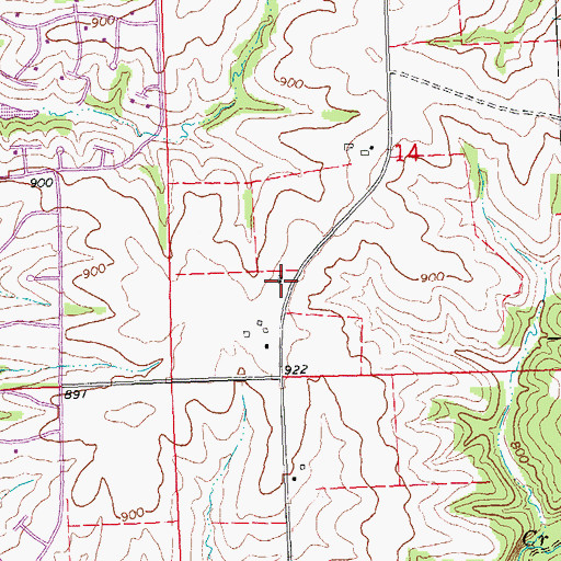 Topographic Map of Pleasant Ridge School (historical), IL