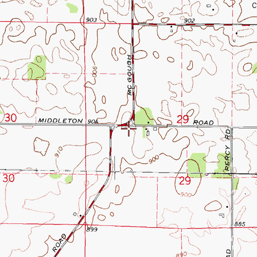 Topographic Map of Brush School (historical), IL
