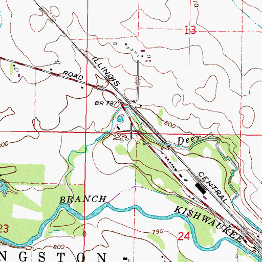 Topographic Map of Oak Glen School (historical), IL