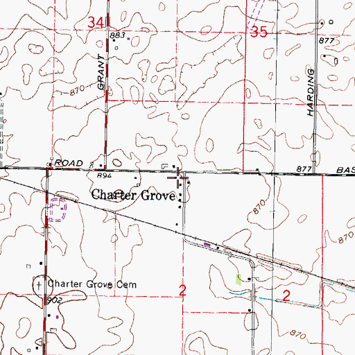 Topographic Map of Base Line School (historical), IL