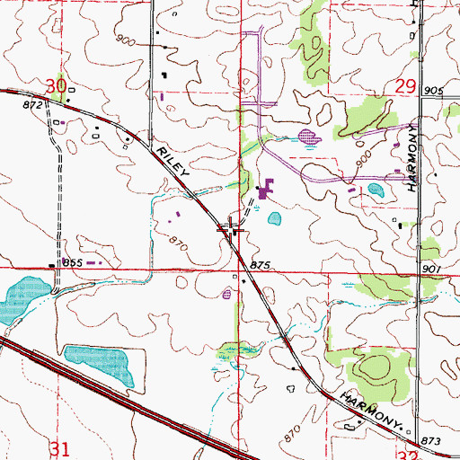 Topographic Map of West Harmony School (historical), IL