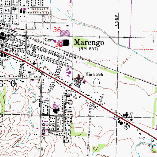 Topographic Map of Marengo High School, IL