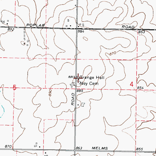 Topographic Map of Ney Church (historical), IL