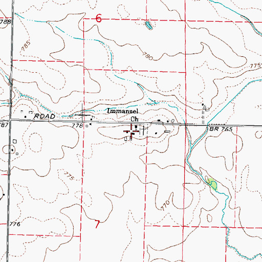 Topographic Map of Immanuel School (historical), IL