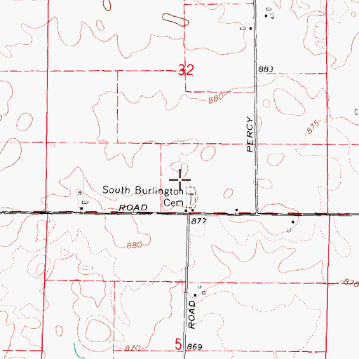 Topographic Map of South Burlington School (historical), IL
