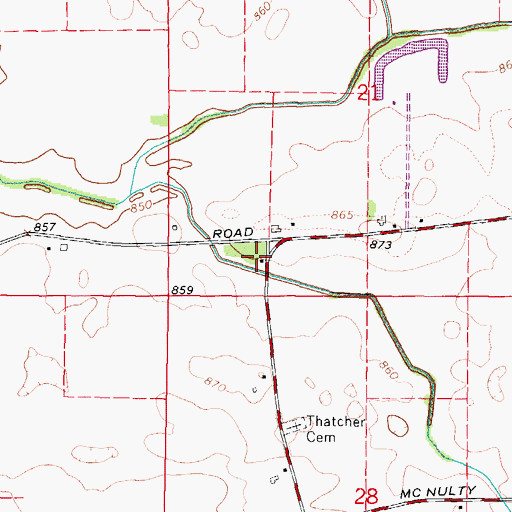 Topographic Map of Thatcher School (historical), IL