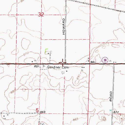 Topographic Map of Gardner School (historical), IL