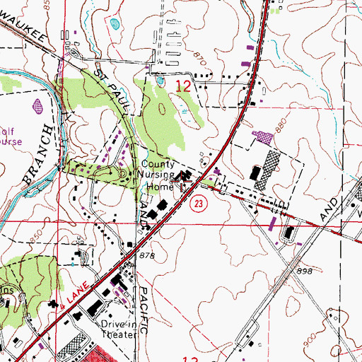 Topographic Map of DeKalb County Nursing Home, IL