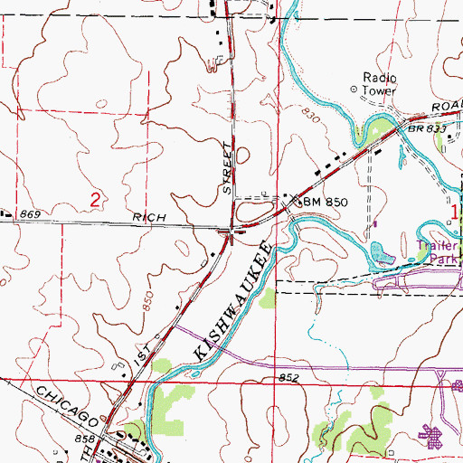 Topographic Map of Coltonville School (historical), IL