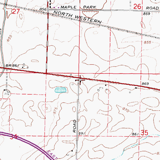 Topographic Map of Ward School (historical), IL