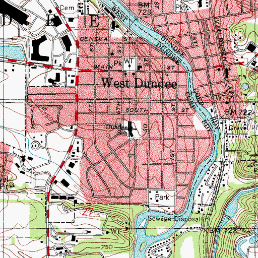 Topographic Map of Dundee Highlands Elementary School, IL