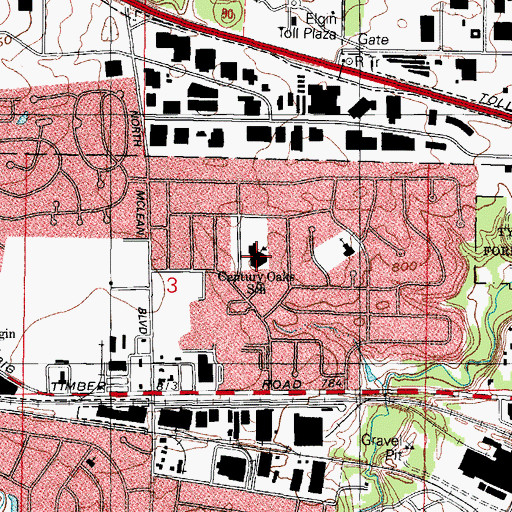 Topographic Map of Century Oaks Elementary School, IL