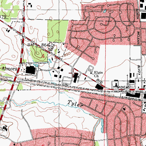 Topographic Map of Elgin Church, IL