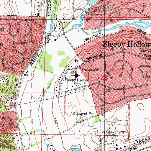 Topographic Map of Sleepy Hollow Elementary School, IL