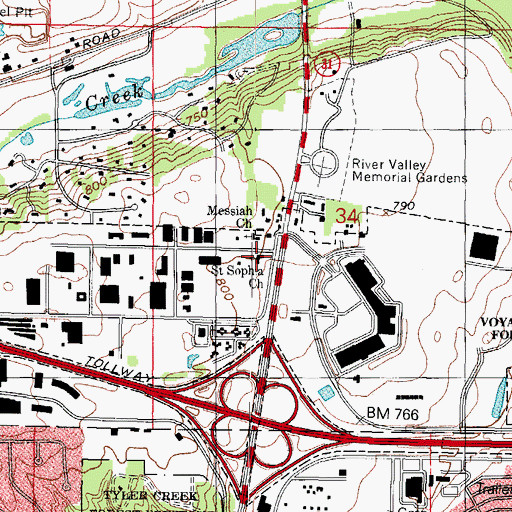 Topographic Map of Saint Sophia Greek Orthodox Church, IL