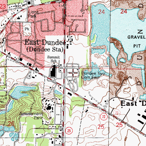 Topographic Map of Dundee Township East Cemetery, IL