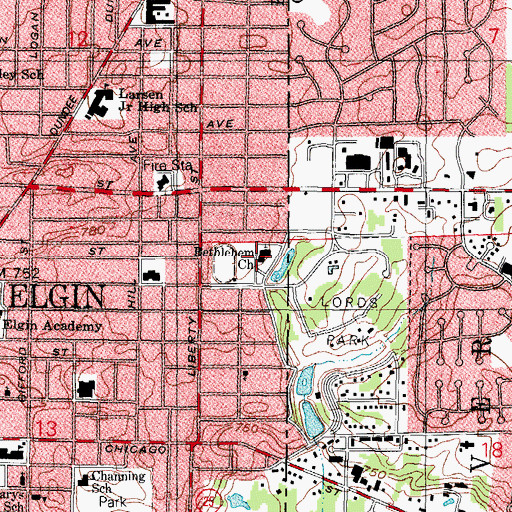 Topographic Map of Bethlehem Church, IL