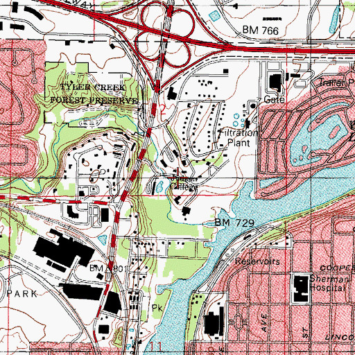 Topographic Map of Judson University, IL