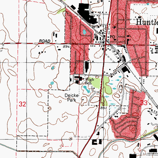 Topographic Map of Huntley High School, IL