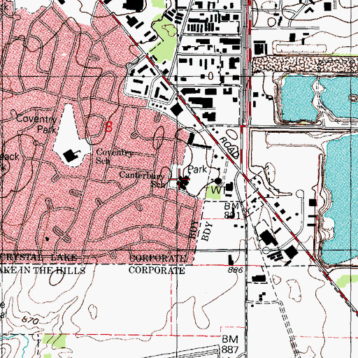 Topographic Map of Canterbury Elementary School, IL