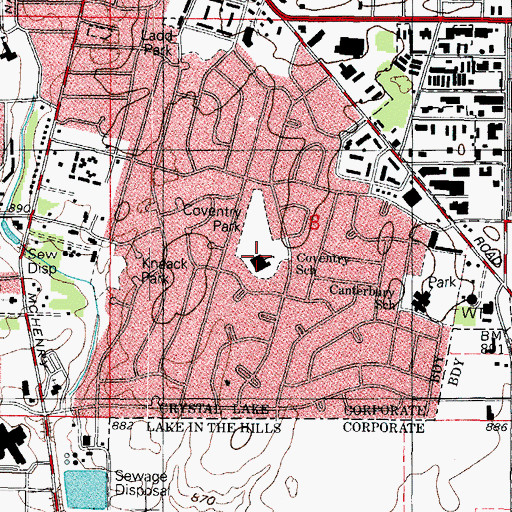 Topographic Map of Coventry School, IL