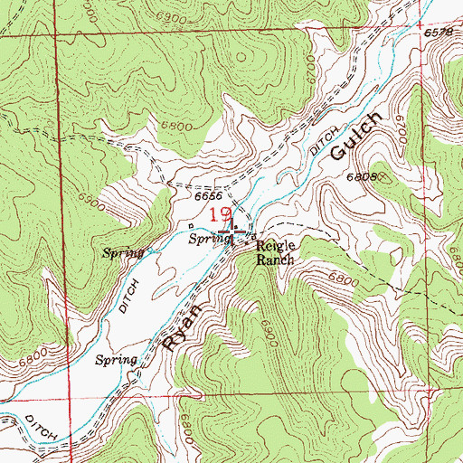 Topographic Map of Reigle Ranch, CO