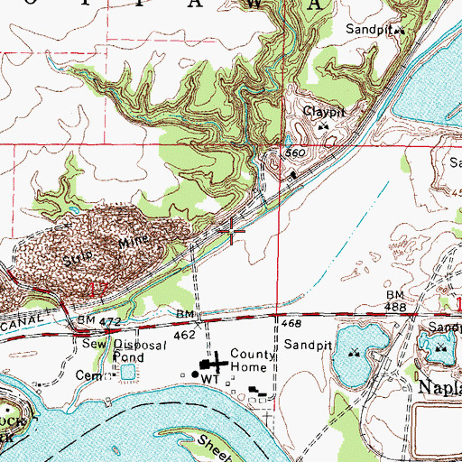 Topographic Map of Lock Number 12 (historical), IL