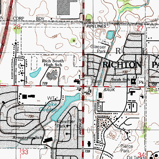 Topographic Map of Immanuel School, IL